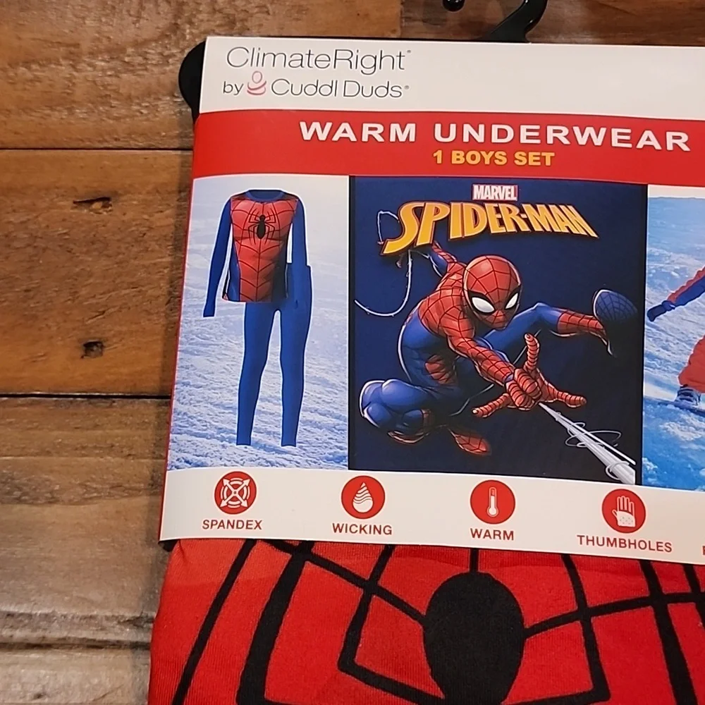ClimateRight by Cuddl Duds Spiderman Boys Thermal Set Size Medium 8/10 - Picture 2 of 11